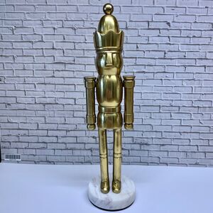 Christmas Gold Standing Toy Soldier On Marble ? Base 2.5" X 10"  New No Tags
